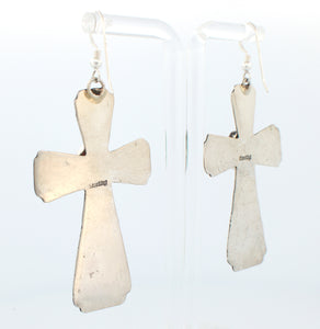 Navajo Native American Campitos Turquoise Cross Earrings by Willie SKU233141