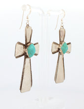Load image into Gallery viewer, Navajo Native American Campitos Turquoise Cross Earrings by Willie SKU233141