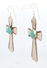 Load image into Gallery viewer, Navajo Native American Campitos Turquoise Cross Earrings by Willie SKU233141