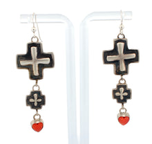 Load image into Gallery viewer, Navajo Native American Cross and Spiny Oyster Earrings by Dakota Willie SKU223143