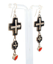 Load image into Gallery viewer, Navajo Native American Cross and Spiny Oyster Earrings by Dakota Willie SKU223143