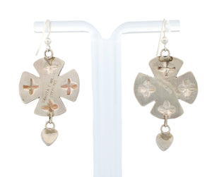 Navajo Native American Cross and Spiny Oyster Earrings by Dakota Willie SKU233144