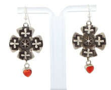 Load image into Gallery viewer, Navajo Native American Cross and Spiny Oyster Earrings by Dakota Willie SKU233144