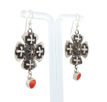 Load image into Gallery viewer, Navajo Native American Cross and Spiny Oyster Earrings by Dakota Willie SKU233144