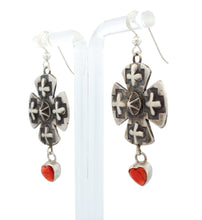 Load image into Gallery viewer, Navajo Native American Cross and Spiny Oyster Earrings by Dakota Willie SKU233144