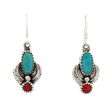 Load image into Gallery viewer, Navajo Native American Campitos and Red Coral Earrings SKU233145