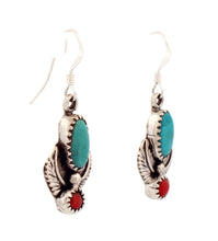 Load image into Gallery viewer, Navajo Native American Campitos and Red Coral Earrings SKU233145