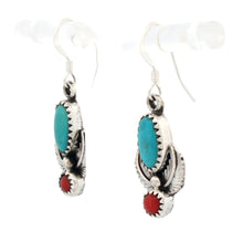 Load image into Gallery viewer, Navajo Native American Campitos and Red Coral Earrings SKU233145