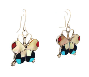 Zuni Native American Turquoie Inlay Butterfly Earrings by Dishta SKU233151