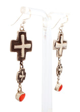 Load image into Gallery viewer, Navajo Native American Cross and Spiny Oyster Earrings by Dakota Willie SKU233157