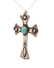 Load image into Gallery viewer, Navajo Native American Kingman Turquoise Cross Pendant by Cayatineto SKU233158