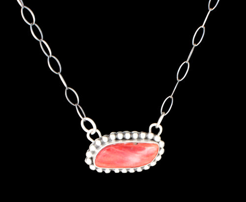 Navajo Native American Orange Spiny Oyster Bar Necklace by Danny Henio SKU233161