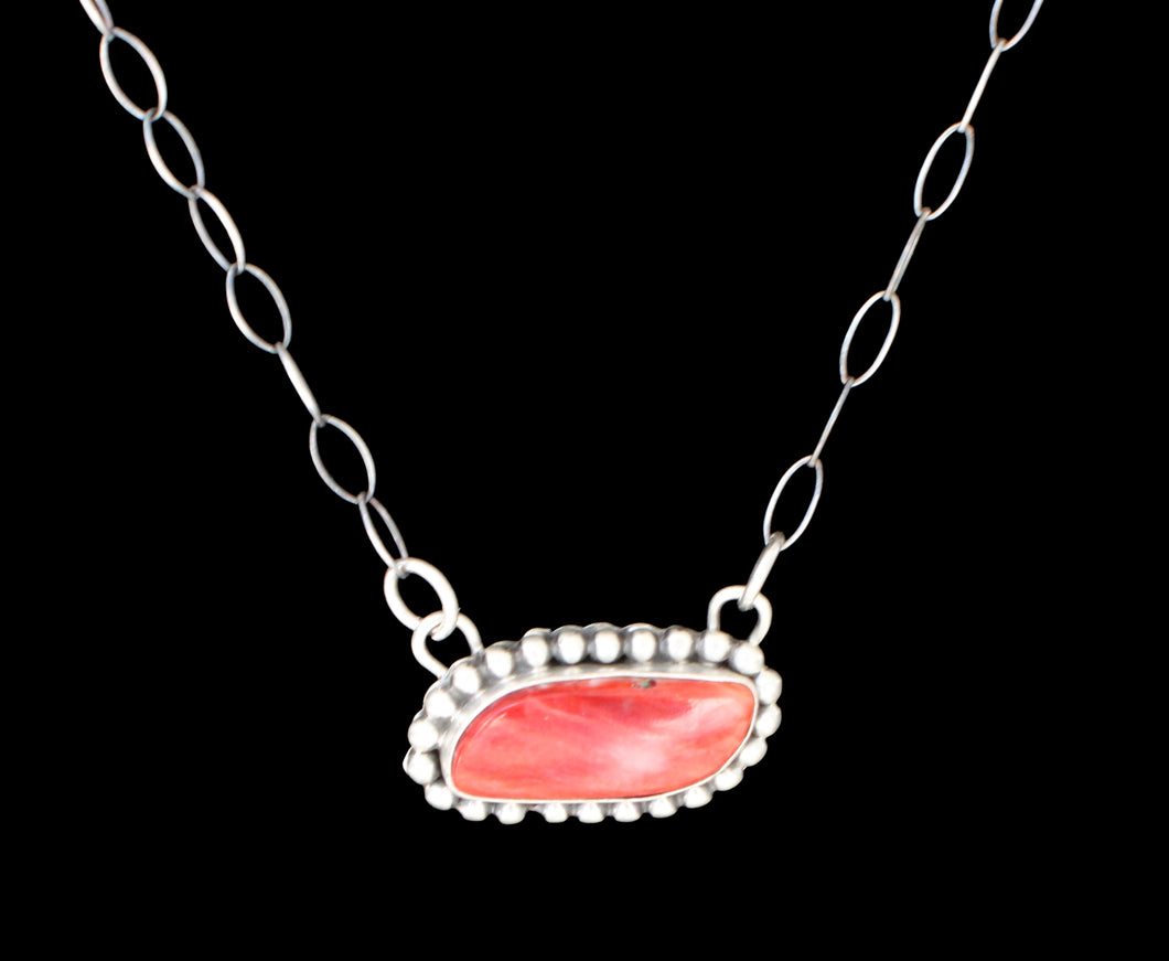 Navajo Native American Orange Spiny Oyster Bar Necklace by Danny Henio SKU233161