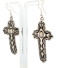Load image into Gallery viewer, Navajo Native American Sterling Silver Cross Earrings by Micah Nelson SKU233165