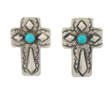 Load image into Gallery viewer, Navajo Native American Campitos Turquoise Cross Earrings by Livingston SKU233166