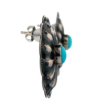 Load image into Gallery viewer, Navajo Native American Kingman Turquoise Conch Post Earrings SKU233167