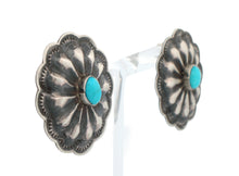 Load image into Gallery viewer, Navajo Native American Kingman Turquoise Conch Post Earrings SKU233167