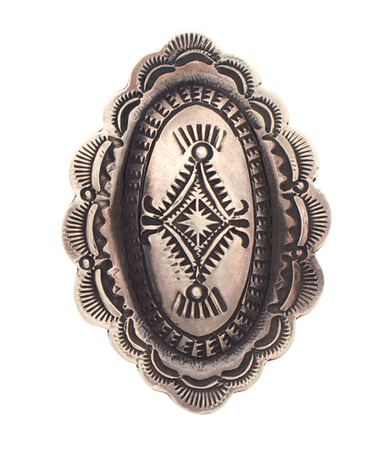 Navajo Native American Sterling Silver Concho Ring Size 8 by Platero SKU233172