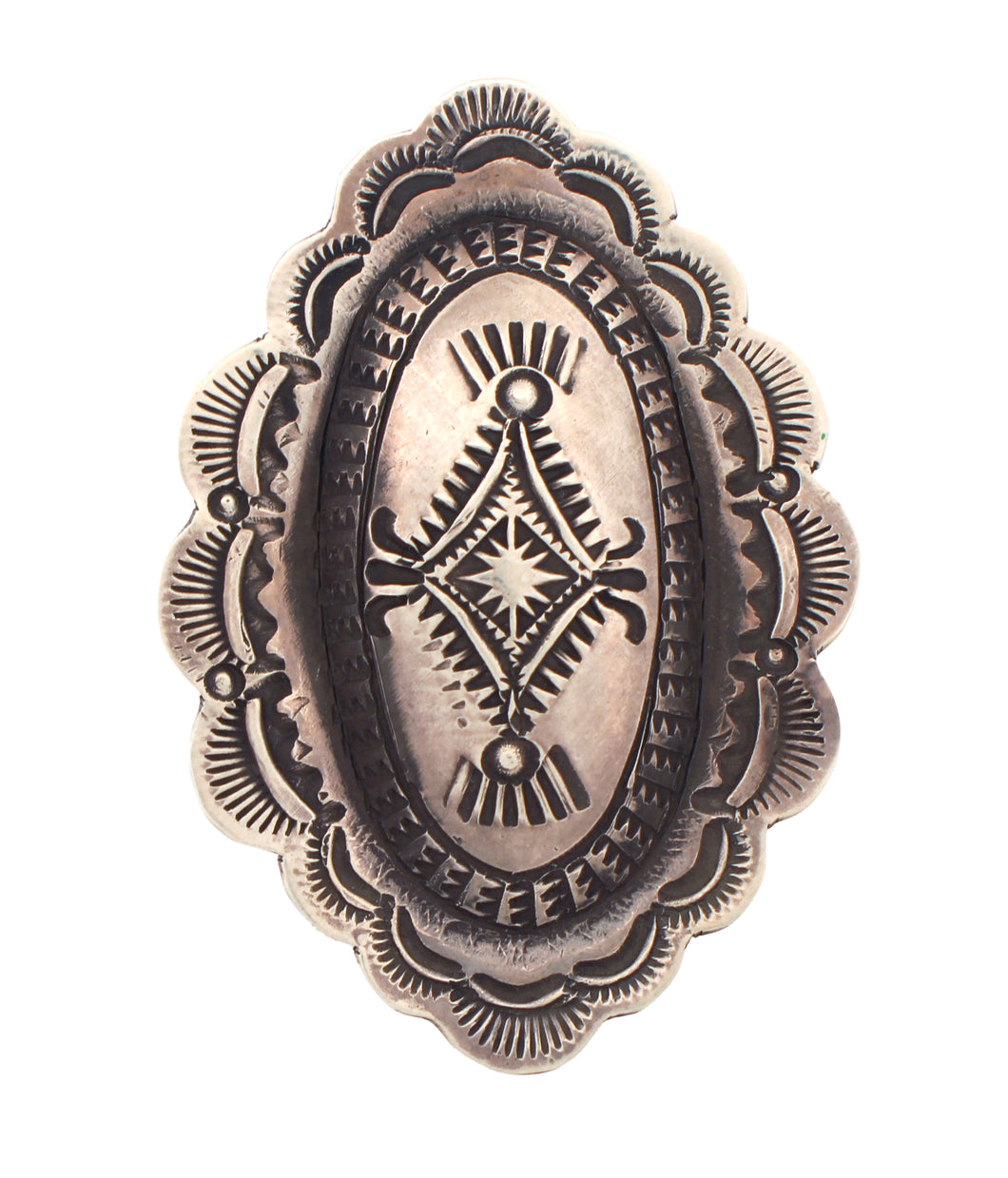 Navajo Native American Sterling Silver Concho Ring Size 8 by Platero SKU233172
