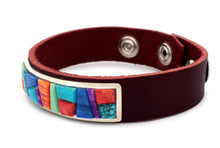 Load image into Gallery viewer, Navajo Native American Turquoise Shell and Lapis Leather Bracelet SKU233176