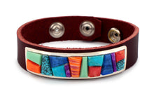 Load image into Gallery viewer, Navajo Native American Turquoise Shell and Lapis Leather Bracelet SKU233176