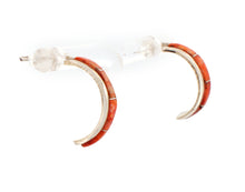 Load image into Gallery viewer, Navajo Native American Orange Spiny Oyster Shell Hoop Earrings SKU233187