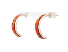 Load image into Gallery viewer, Navajo Native American Orange Spiny Oyster Shell Hoop Earrings SKU233187