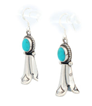 Load image into Gallery viewer, Navajo Native American Kingman Turquoise Squash Blossom Earrings SKU233190
