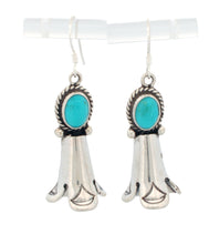 Load image into Gallery viewer, Navajo Native American Kingman Turquoise Squash Blossom Earrings SKU233190