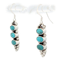 Load image into Gallery viewer, Navajo Native American Kingman Turquoise Dangle Earrings SKU233192