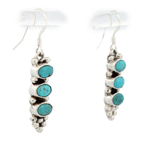Load image into Gallery viewer, Navajo Native American Kingman Turquoise Dangle Earrings SKU233192