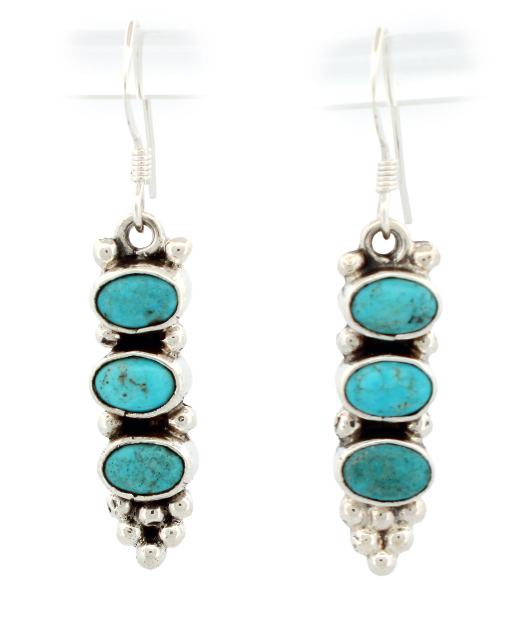 Navajo Native American Kingman Turquoise Dangle Earrings SKU233192