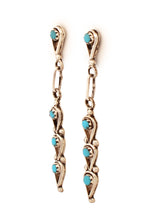 Load image into Gallery viewer, Zuni Native American Sleeping Beauty Petit Point Turquoise Earrings SKU233194