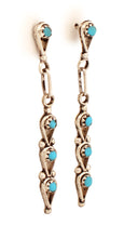 Load image into Gallery viewer, Zuni Native American Sleeping Beauty Petit Point Turquoise Earrings SKU233194