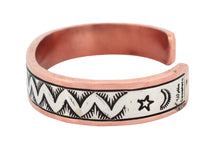 Load image into Gallery viewer, Navajo Native American Copper and Sterling Silver Cuff Bracelet by Wylie SKU 233197