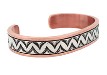 Load image into Gallery viewer, Navajo Native American Copper and Sterling Silver Cuff Bracelet by Wylie SKU 233197