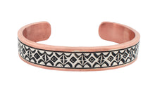 Load image into Gallery viewer, Navajo Native American Copper and Sterling Silver Cuff Bracelet by Wylie SKU 233198