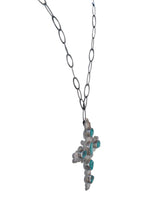 Load image into Gallery viewer, Navajo Native American Kingman Turquoise Cross Pendant Necklace    SKU233199