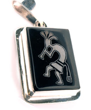 Load image into Gallery viewer, Navajo Native American Jet Kokopelli Pendant Necklace by Mark Yazzie SKU233201
