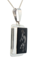 Load image into Gallery viewer, Navajo Native American Jet Kokopelli Pendant Necklace by Mark Yazzie SKU233201