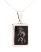 Load image into Gallery viewer, Navajo Native American Jet Kokopelli Pendant Necklace by Mark Yazzie SKU233201