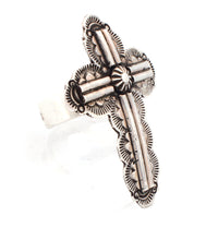 Load image into Gallery viewer, Navajo Native American Sterling Silver Cross Ring Size 8 1/4 by Nelson SKU233204