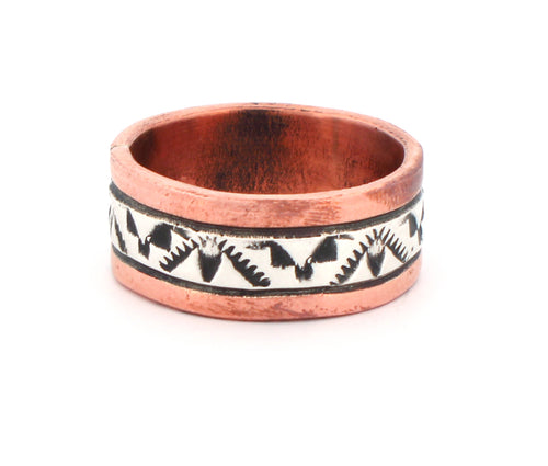 Navajo Native American Copper and Sterling Silver Ring Size 8 1/4 SKU233207