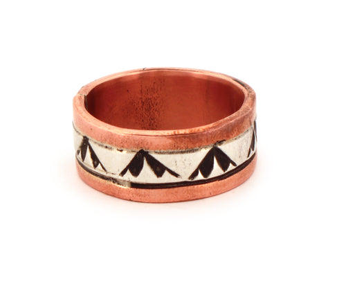 Navajo Native American Copper and Sterling Silver Ring Size 8 SKU233208
