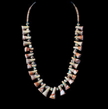 Load image into Gallery viewer, Santo Domingo Pueblo Kingman Turquoise and Valuta Shell Necklace by Bird SKU233209
