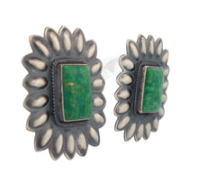 Load image into Gallery viewer, Navajo Native American Green Tyrone Turquoise Earrings by Johnson SKU233213