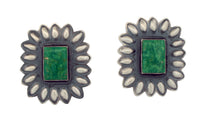 Load image into Gallery viewer, Navajo Native American Green Tyrone Turquoise Earrings by Johnson SKU233213