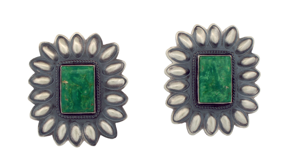 Navajo Native American Green Tyrone Turquoise Earrings by Johnson SKU233213