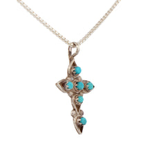 Load image into Gallery viewer, Zuni Native Amerian Kingman Turquoise Pettit Point Cross Pendant Necklace  SKU233215