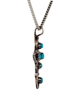 Load image into Gallery viewer, Zuni Native Amerian Kingman Turquoise Pettit Point Cross Pendant Necklace  SKU233215